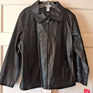 BonWorth Black Jacket Coat Petite Medium Classic Fit RN50132 Style 30412 Zipper